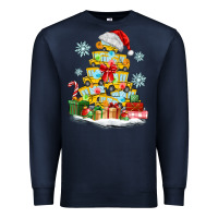 Navy christmas tree with school bus Premium Sweatshirt - MaliasSmallBusiness