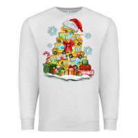 Oatmeal Heather christmas tree with school bus Premium Sweatshirt - MaliasSmallBusiness