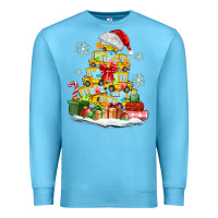 Ocean Blue christmas tree with school bus Premium Sweatshirt - MaliasSmallBusiness