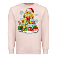 Pale Pink christmas tree with school bus Premium Sweatshirt - MaliasSmallBusiness
