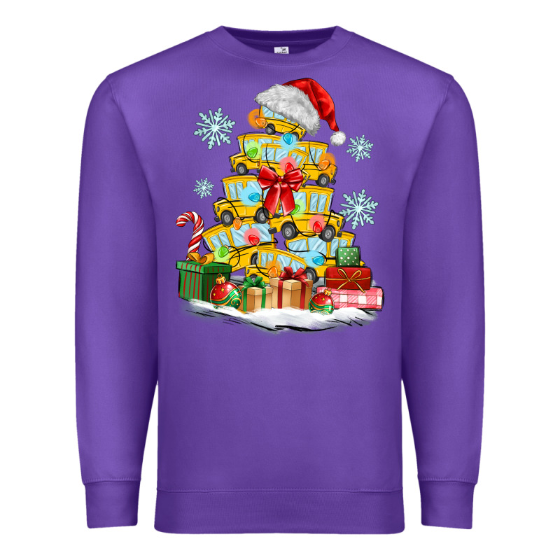 Christmas Tree With School Bus Premium Sweatshirt by MaliasSmallBusiness | Teevron