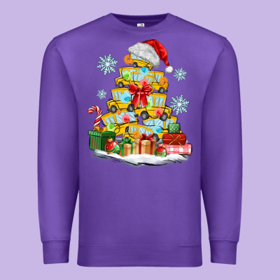 Christmas Tree With School Bus Premium Sweatshirt Designed By Maliassmallbusiness