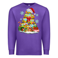 Purple christmas tree with school bus Premium Sweatshirt - MaliasSmallBusiness