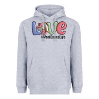 Heather Grey love real estate life Heavyweight Hoodie - MaliasSmallBusiness