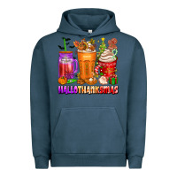 Pigment Midnight Navy hallothanksmas coffee cups Urban Hoodie - texasbilliewilder