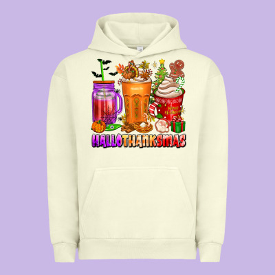 Hallothanksmas Coffee Cups Urban Hoodie Designed By Texasbilliewilder