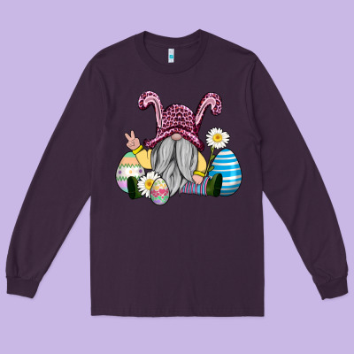 Easter Gnome With Eggs Long Sleeve Tee Designed By Adodesignshop