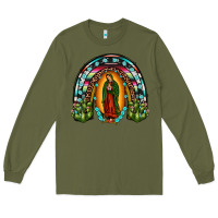 Army Green our lady of guadalupe rainbow Long Sleeve Tee - JahusDesignShop