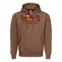 Chestnut love christmas highland cow and turquoise gemstone Zipper Hoodie - Jasminsmagicworld