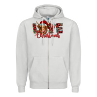 Dove Grey love christmas highland cow and turquoise gemstone Zipper Hoodie - Jasminsmagicworld