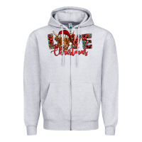 Heather Grey love christmas highland cow and turquoise gemstone Zipper Hoodie - Jasminsmagicworld