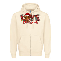 Sandshell love christmas highland cow and turquoise gemstone Zipper Hoodie - Jasminsmagicworld