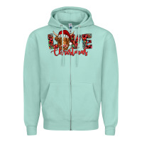 Seafoam love christmas highland cow and turquoise gemstone Zipper Hoodie - Jasminsmagicworld