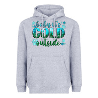 Heather Grey baby its cold outside Heavyweight Hoodie - NancyCooperArtShop