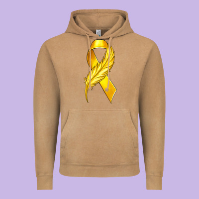Childhood Cancer Ribbon With Feather Vintage Hoodie Designed By Texasbilliewilder