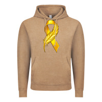 Vintage Coffee Childhood Cancer Ribbon with Feather Vintage Hoodie - texasbilliewilder