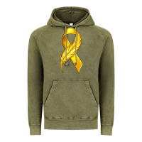 Vintage Olive Childhood Cancer Ribbon with Feather Vintage Hoodie - texasbilliewilder