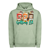 Pigment Oil Green Candles with Fall Getting Lit Urban Hoodie - texasbilliewilder