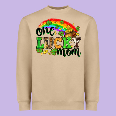 One Lucky Mom St. Patricks Day Heavyweight Sweatshirt Designed By Neo Western