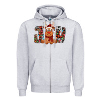 Heather Grey joy christmas reindeer Zipper Hoodie - Jasminsmagicworld