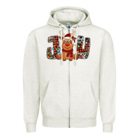 Oatmeal Heather joy christmas reindeer Zipper Hoodie - Jasminsmagicworld