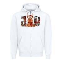 White joy christmas reindeer Zipper Hoodie - Jasminsmagicworld