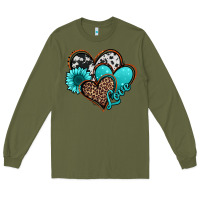 Army Green love turquoise hearts Long Sleeve Tee - Jasminsmagicworld