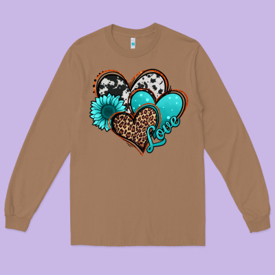 Love Turquoise Hearts Long Sleeve Tee Designed By Jasminsmagicworld