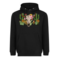 Black bull skull with cactus Heavyweight Hoodie - MaliasSmallBusiness