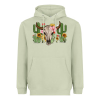 Matcha bull skull with cactus Heavyweight Hoodie - MaliasSmallBusiness