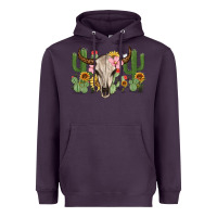 Bull Skull With Cactus Heavyweight Hoodie | Teevron