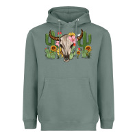 Sage bull skull with cactus Heavyweight Hoodie - MaliasSmallBusiness