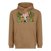 Toasted Coconut bull skull with cactus Heavyweight Hoodie - MaliasSmallBusiness