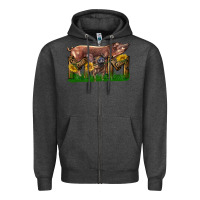Charcoal Heather Western Mom With Duroc Pig And Baby Pig Zipper Hoodie - LillyAllenDesigns