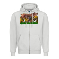 Dove Grey Western Mom With Duroc Pig And Baby Pig Zipper Hoodie - LillyAllenDesigns