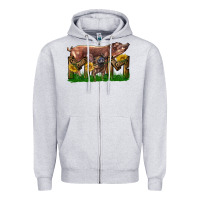 Heather Grey Western Mom With Duroc Pig And Baby Pig Zipper Hoodie - LillyAllenDesigns
