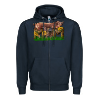 Navy Western Mom With Duroc Pig And Baby Pig Zipper Hoodie - LillyAllenDesigns