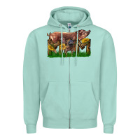 Seafoam Western Mom With Duroc Pig And Baby Pig Zipper Hoodie - LillyAllenDesigns