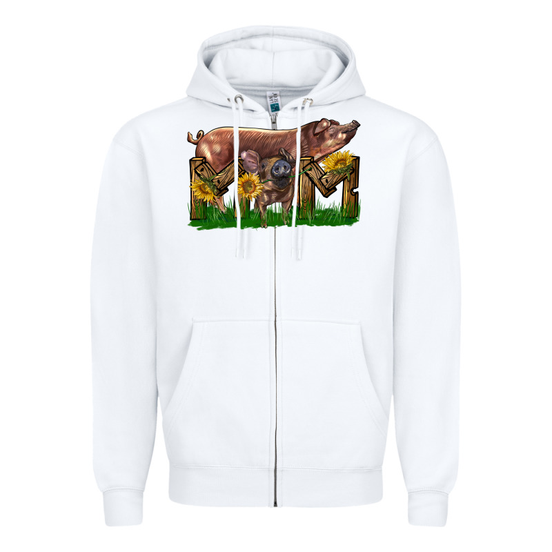Western Mom With Duroc Pig And Baby Pig Zipper Hoodie by LillyAllenDesigns | Teevron