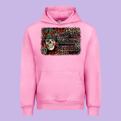 I'm So Freaking Merry Skeleton Messy Bun Urban Hoodie Designed By Nancycooperartshop