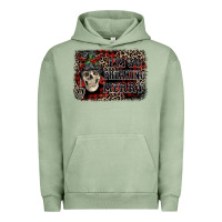 Pigment Oil Green I'm so freaking merry skeleton messy bun Urban Hoodie - NancyCooperArtShop
