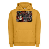 Pigment Peanut Butter I'm so freaking merry skeleton messy bun Urban Hoodie - NancyCooperArtShop