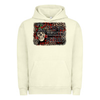 Pigment Pistachio I'm so freaking merry skeleton messy bun Urban Hoodie - NancyCooperArtShop