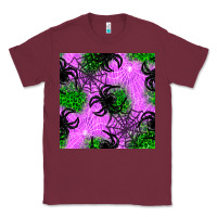Burgundy halloween spider green leopard seamless pattern Classic Tee - BundleAndBundleShop