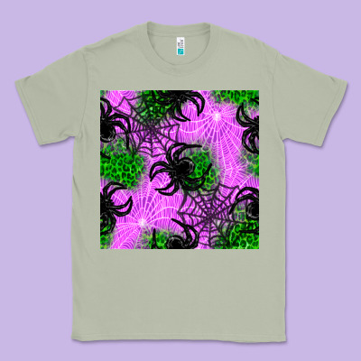 Halloween Spider Green Leopard Seamless Pattern Classic Tee Designed By Bundleandbundleshop