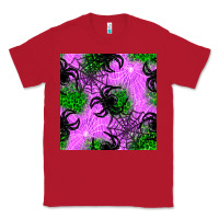 Red halloween spider green leopard seamless pattern Classic Tee - BundleAndBundleShop