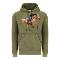 Vintage Olive horse body with cowgirl Vintage Hoodie - RanaPortraitStore