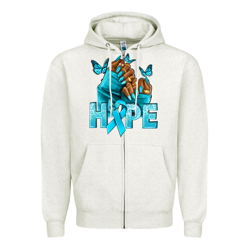 Hope Tealribbonovarian Cancer Nails Zipper Hoodie by NancyCooperArtShop | Teevron