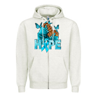 Oatmeal Heather hope tealribbonovarian cancer nails Zipper Hoodie - NancyCooperArtShop