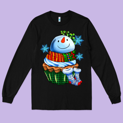 Snowman Cupcake Long Sleeve Tee Designed By Adodesignshop